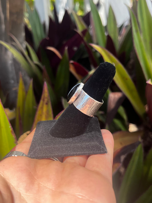 Black Banded Agate Sterling Silver Ring